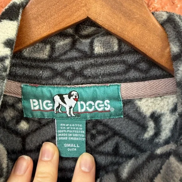 Big Dogs Unisex Dog Fair Isle Print 1/4 Fleece Zip Up Size Small Grey - Picture 3 of 4